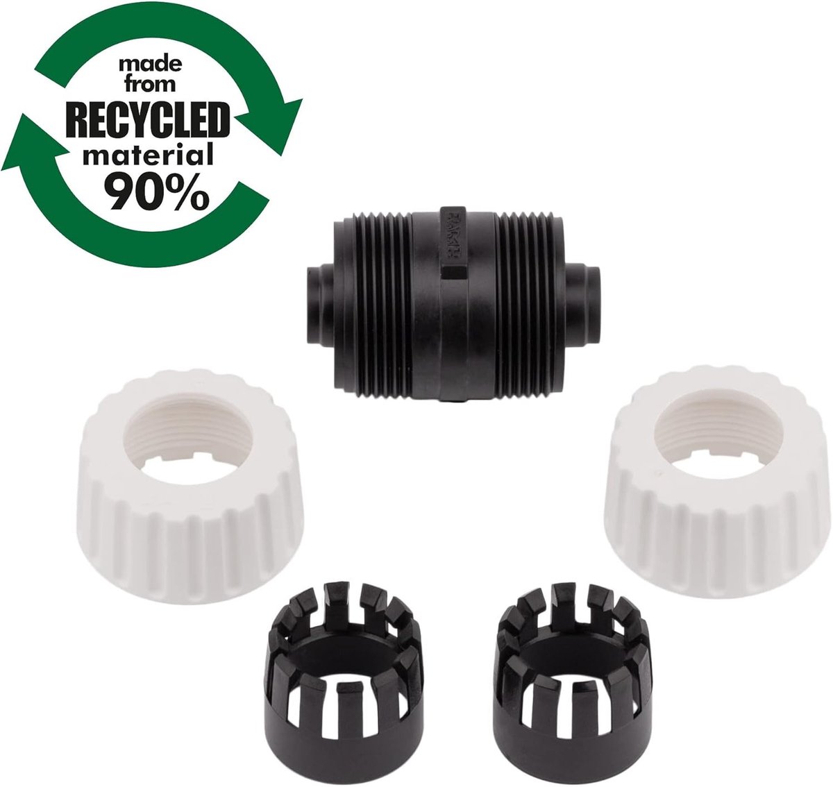 Slangenaansluiting 1/2 inch - 90% gerecycled plastic - milieuvriendelijk - ideaal voor reparatie waterhos - ShopVlot