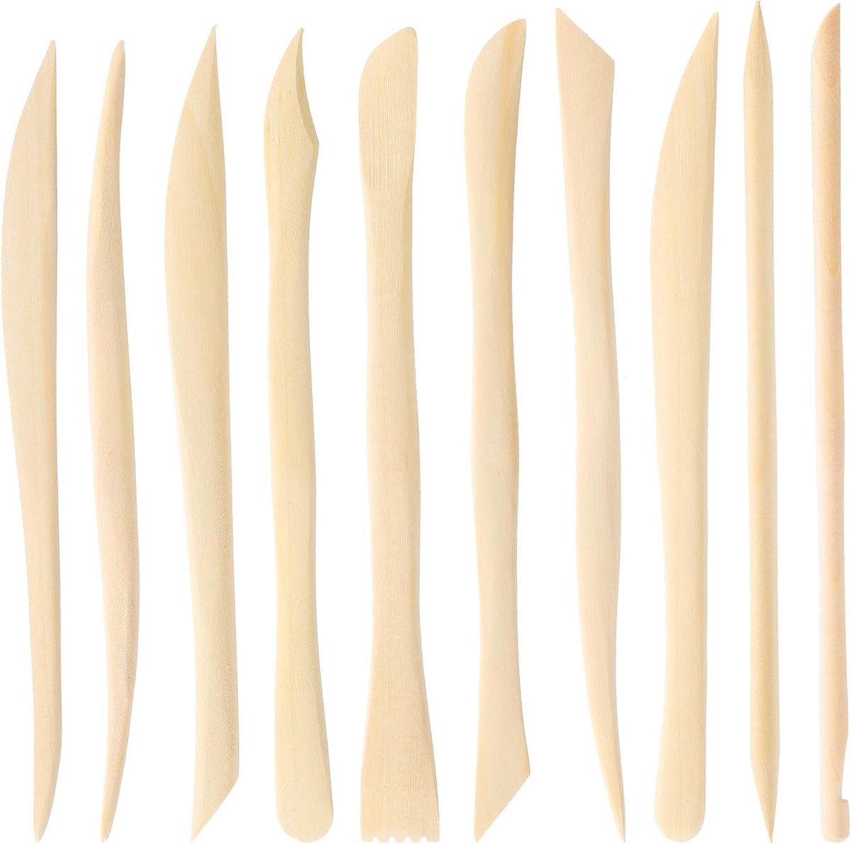 Modelleergereedschap van hout, 10 stuks, gereedschap voor polymeerklei en keramiek, dubbelzijdig, professioneel doe-het-zelf gereedschap voor snijden, modelleren, embossing
