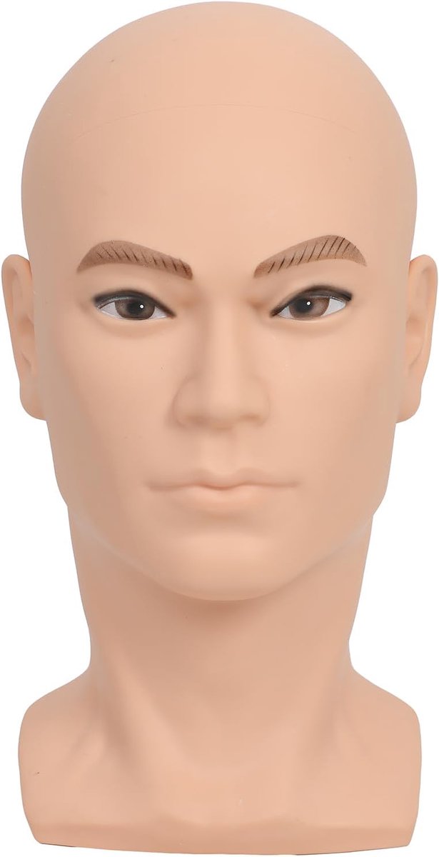 Mannequin Head Professional Bald Manikin Head Training Head for Wigs Display Mask Display with a Clamp