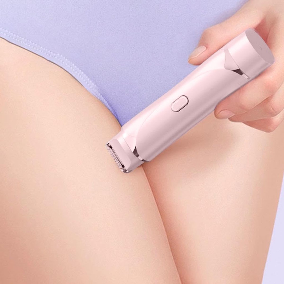 2-in-1 elektrisch scheerapparaat Geschikt voor dames, bikinitrimmer en scheerapparaat in één, elektrisch scheerapparaat Geschikt voor benen en oksels, verbeterde trimmer Geschikt voor nat en droog lichaamshaar, Geschikt voor thuis en op reis (roze).
