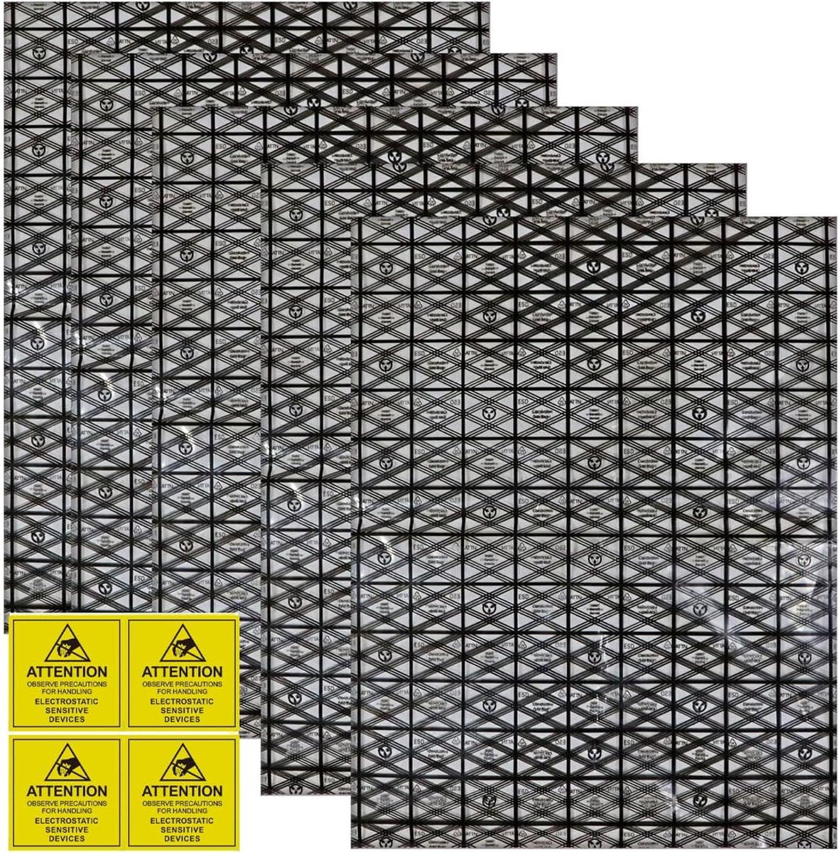 30 stuks antistatische zakjes 20 x 30 cm, met antistatische waarschuwingsstickers, ideaal voor harde schijven, elektronische kaarten, elektronische componenten en pc