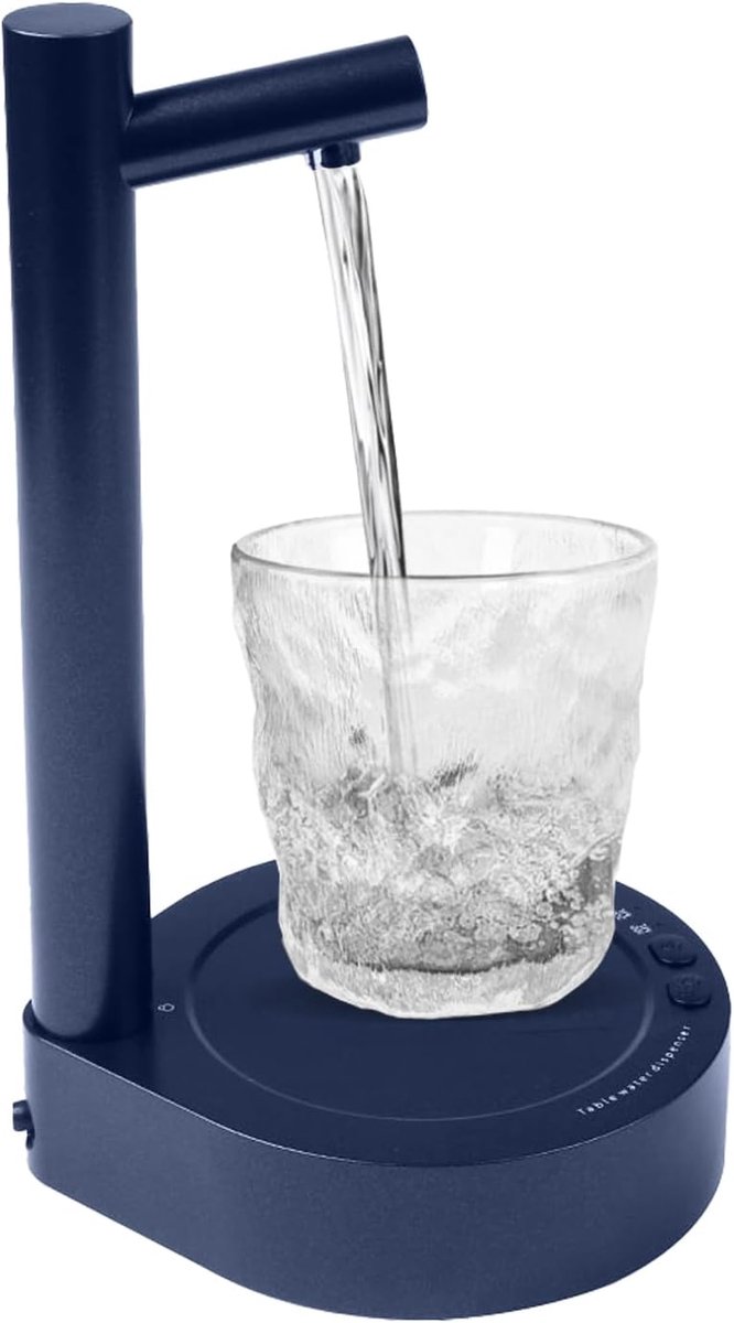 Koudwaterfontein, standaard, waterflespomp, automatisch opladen via USB, voor universele fles, camping, school, kantoor, outdoor, donkerblauw