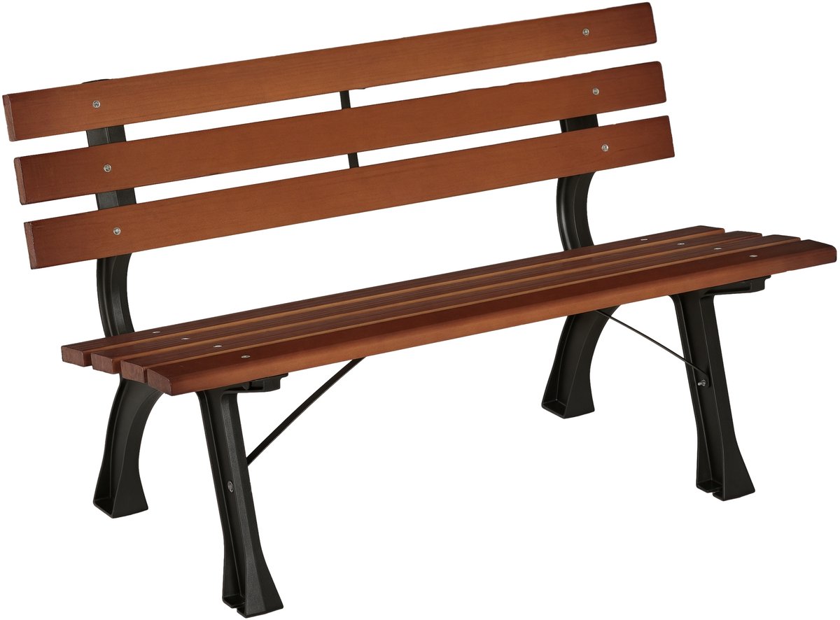 2-persoonsbank voor tuin en terras-gegoten aluminium en natuurlijk hout-120 x 57 x 70 cm-bruin