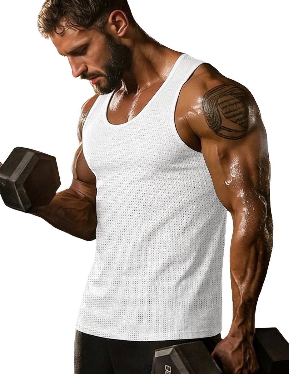 Cmdr Tanktop voor heren, mouwloos spiershirt voor gym en fitness