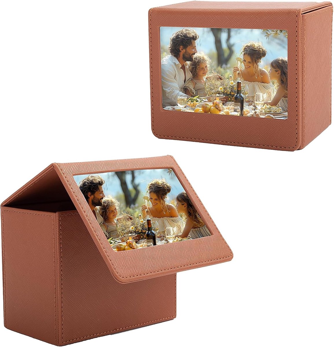 Opbergdoos voor Instax Breed/Polaroid Now+/I-Type/OneStep2 Instant Film, 3.5x4.25" Foto Houder past voor Fujifilm Instax Wide 400/300 Wide Picture Display - Bruin