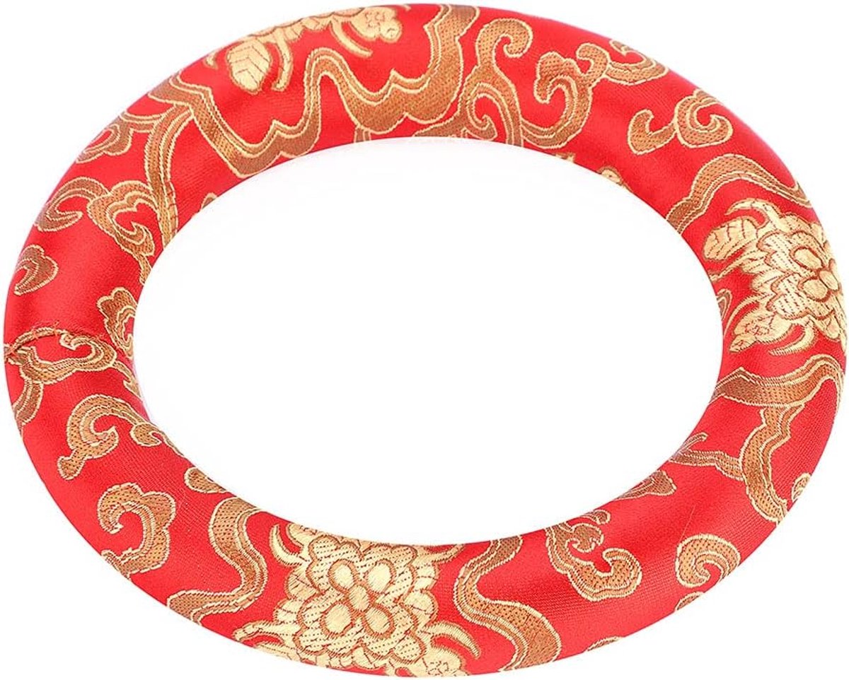Klankschaalkussen, Zang Zingerkomkussen, Bols Chantants Coussins Bowl Ringkussen, Zijden Klankschaalkussen, Rond Meditatiekussen, Klankschaalonderdelen, Rood of (Rood)