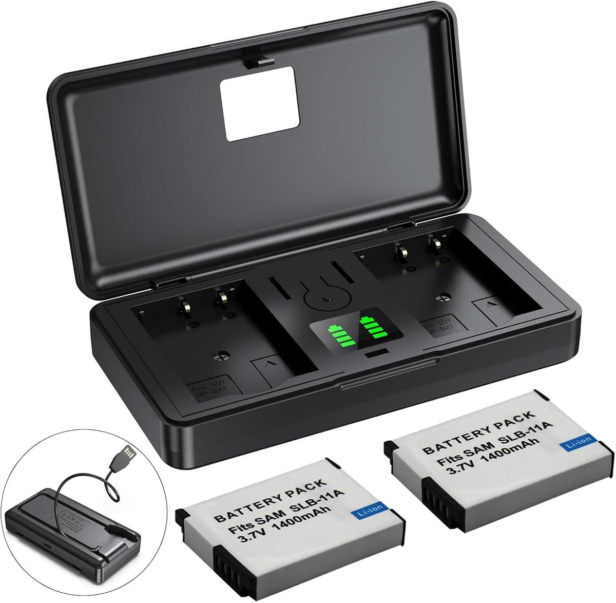 Slepen SLB-11A (1400mAh) batterijen, multifunctionele oplader Compatibel met ST1000, ST5000, ST5500, TL240, TL320, WB600, WB1000, WB2000, WB5000, WB650 camera's