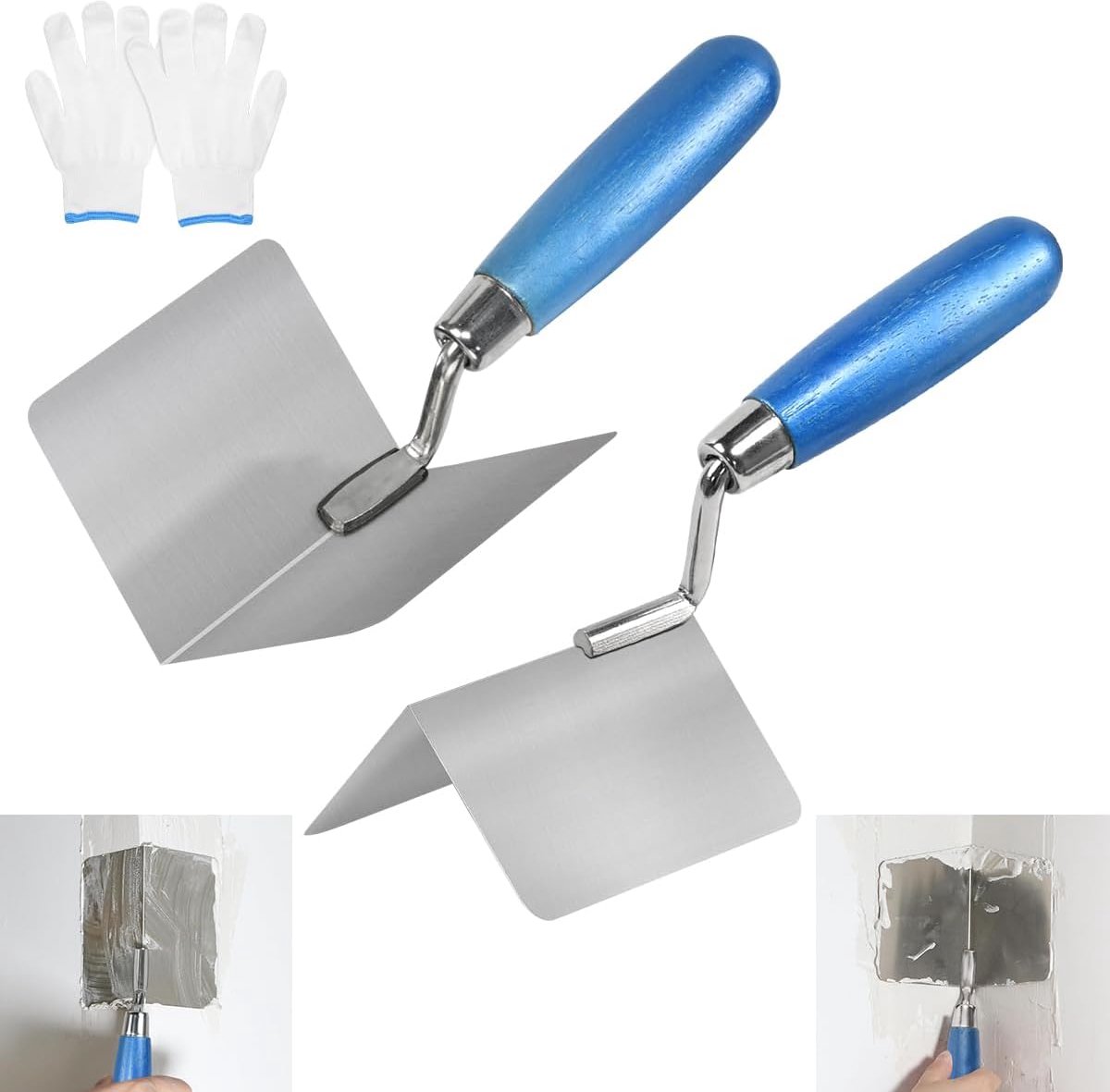 2 x hoektroffel binnen buiten 90° roestvrij staal hoekspatel met