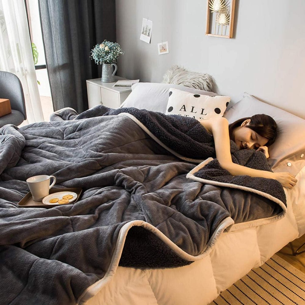 Graden van comfort gewogen deken queen size voor volwassenen - gelijkmatige gewichtsverdeling met premium glaskralen | Warme zware deken voor gebruik door één persoon -2_180x200cm