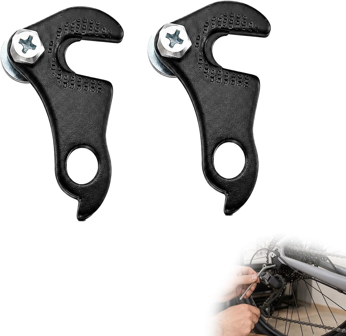 2 stuks schakeloog, compatibel met Shimano schakeloog, kubus, fietsschakelhouder, zwart, robuuste adapter voor MTB en racefiets, reserveonderdelen