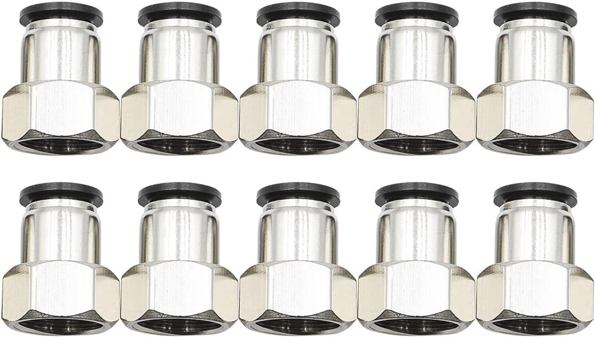 10 stuks rechte slangkoppelingen, pneumatisch 12 mm buitendiameter x 1/2" BSP, rechte koppelingen, voor het controleren van pijpverbindingen of -ontkoppelingen (PCF12-04)