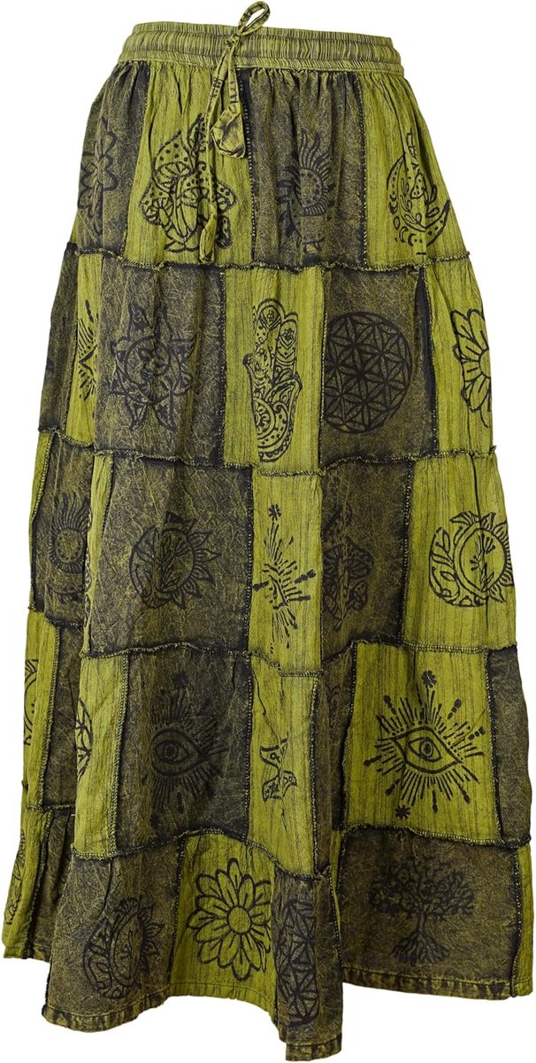 Dames Boheems katoen patchwork hippie festival zigeuner lange rok