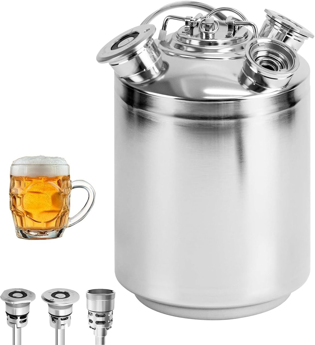 10 l, 3 kops reinigingshouder met deksel, inclusief A, S, G, roestvrij staal bierreinigingsvat, biertap en bierleidingreiniger