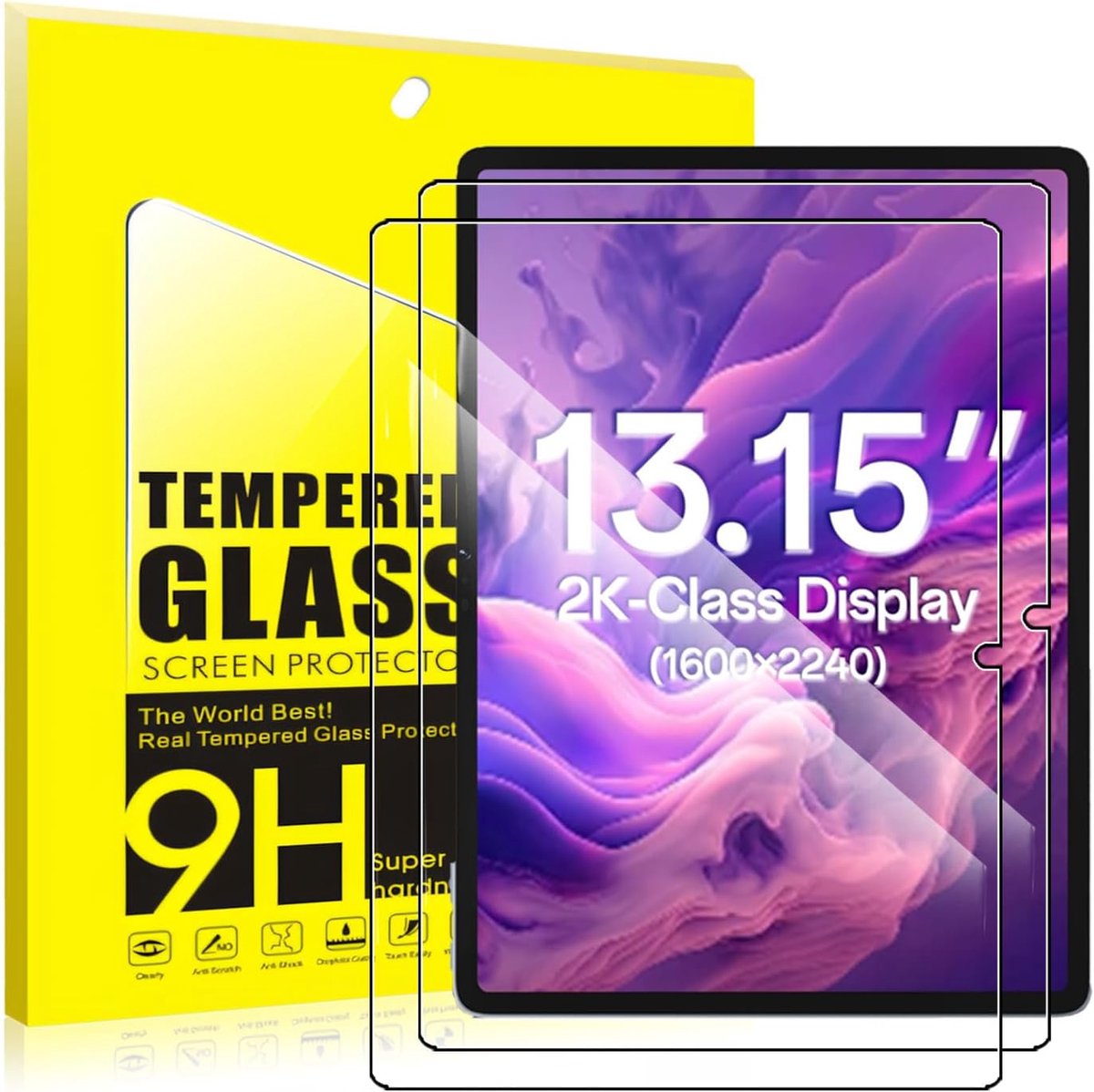 Displaybeschermfolie van gehard glas voor SVITOO A1315 13,15 inch tablet, hardheid 9H, krasbestendig, oliebestendig en vingerafdrukbestendig, zonder luchtbellen, eenvoudige installatie, 2