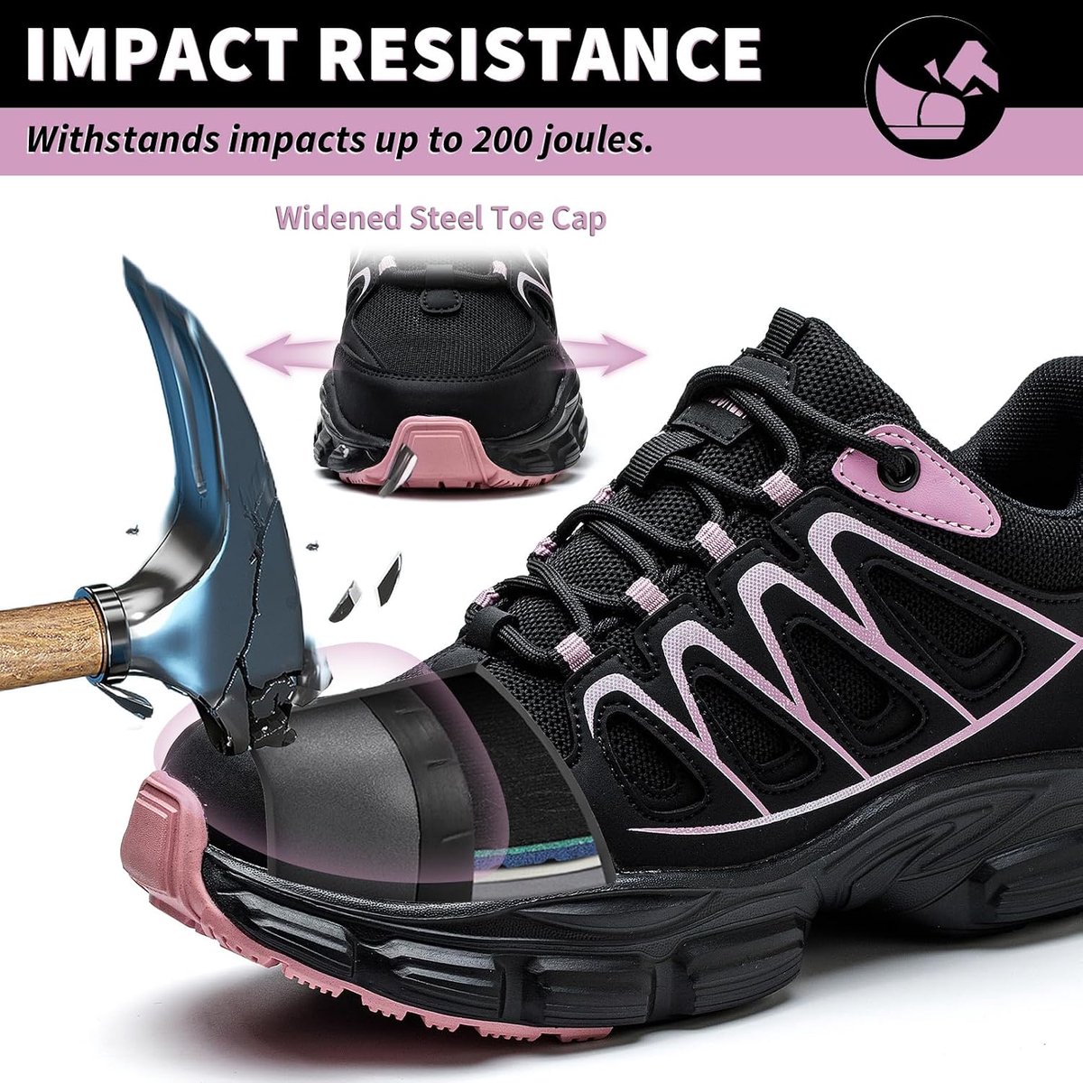 Werkschoenen met Stalen Neus, Zwart, 42 EU