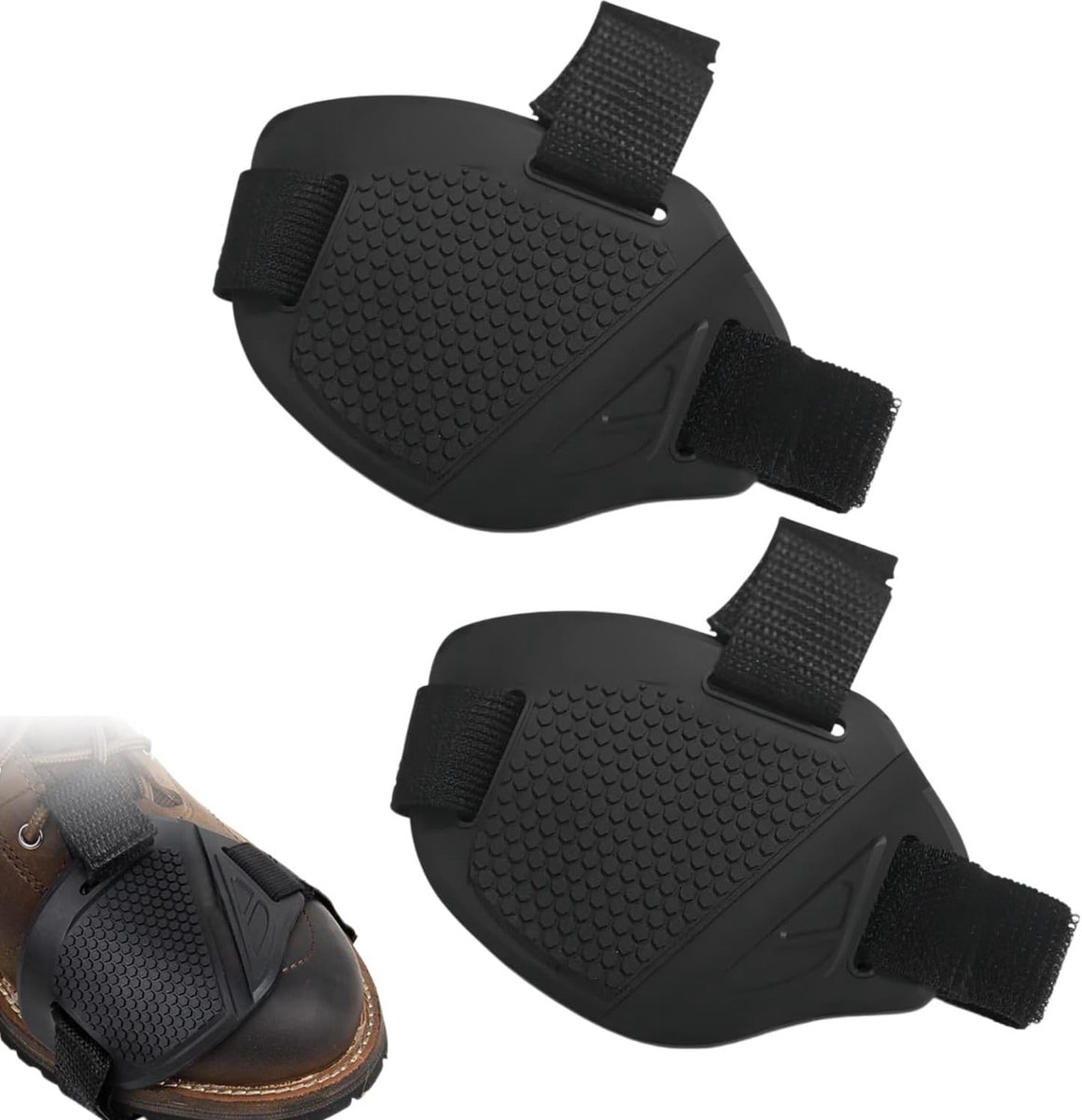 Overschoenen voor motorfiets, 2 stuks, universeel, antislip en slijtvast, van zwart rubber, verstelbaar met klittenbandsluiting voor laarzen, sneakers en werkschoenen
