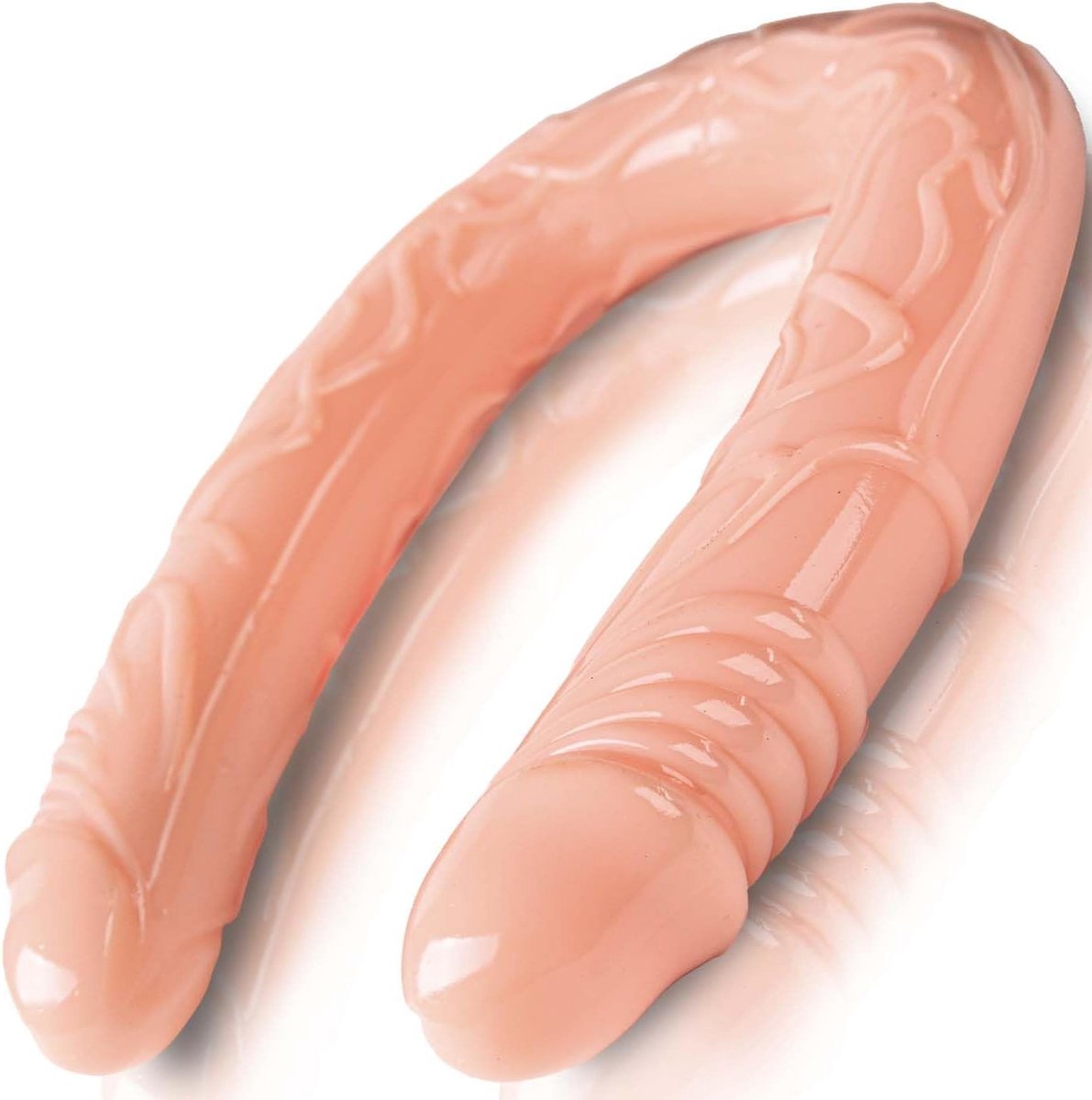XXL Dubbel-dildo 50 cm – Elastische dubbele penis-dildo voor vrouwen en koppels – Realistische aderstructuur – Flexibele TPR-dildo – Lang – Ø 3,5 cm – Waterdicht – Beige – Hoogwaardig D15-4