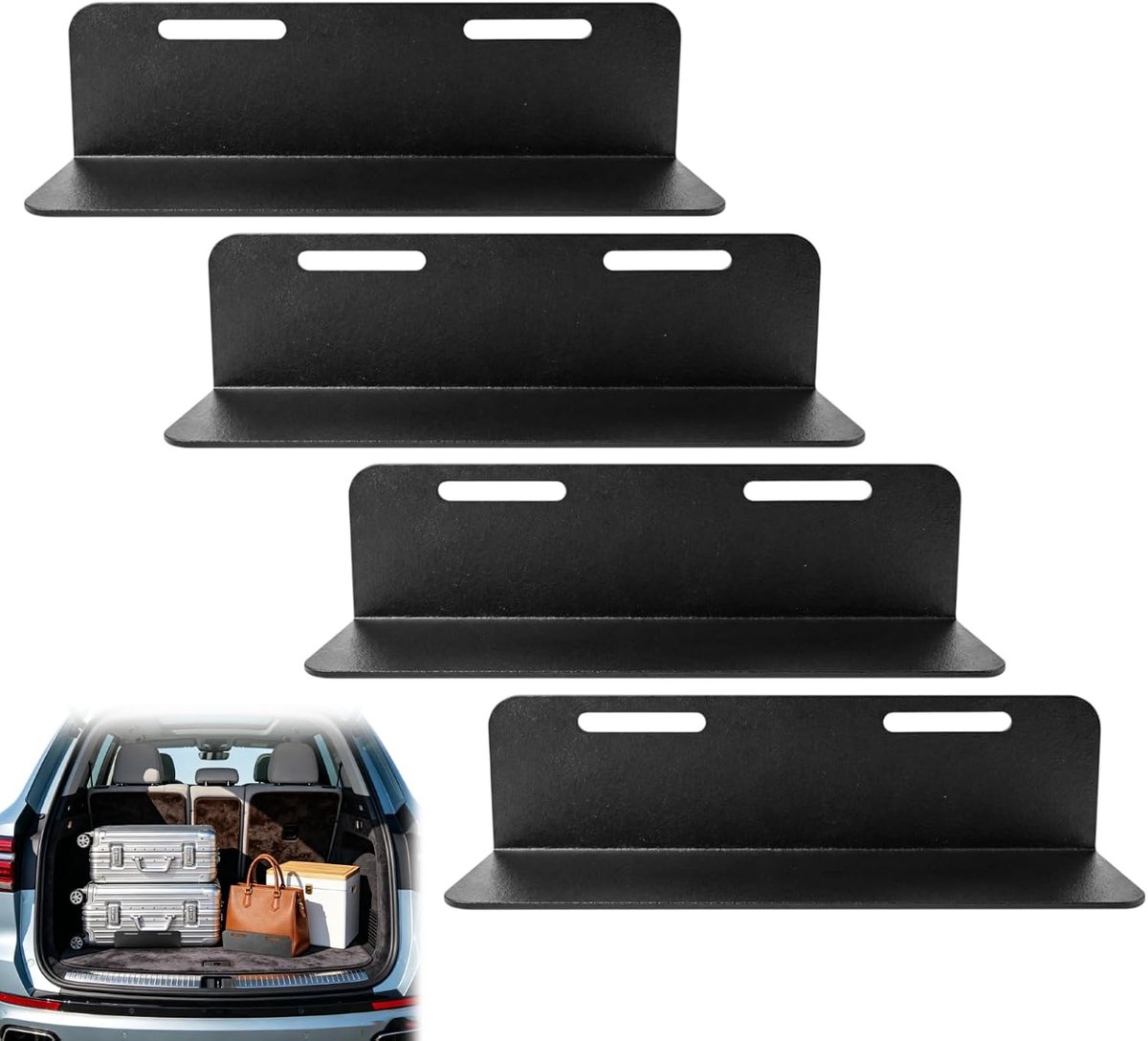Set van 4 bagagebevestigingen voor kofferbak, 19 cm, kofferbakbevestiging, auto-kofferbak-organizer voor ladingbeveiliging, stationwagen, kofferbakbegrenzing, vast voor auto's, SUV's, stationwagens