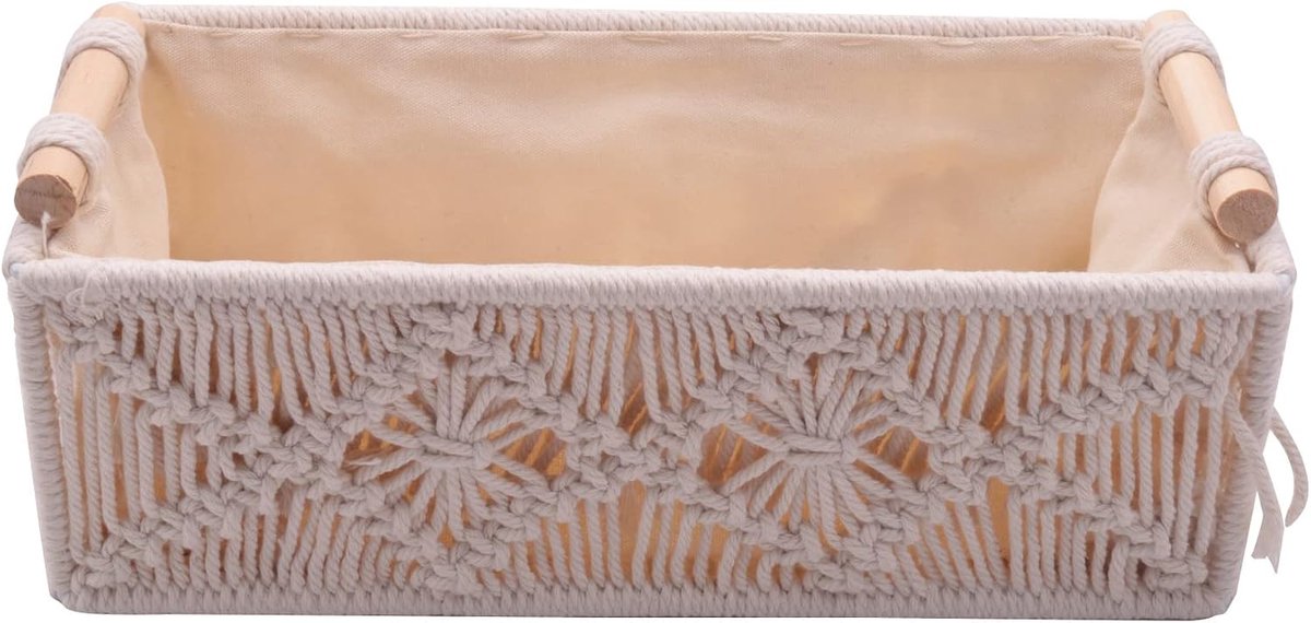 Opbergmand, box, handgemaakte geweven decoratieve werkblad, organizer, macramé mand voor slaapkamer en woonkamer
