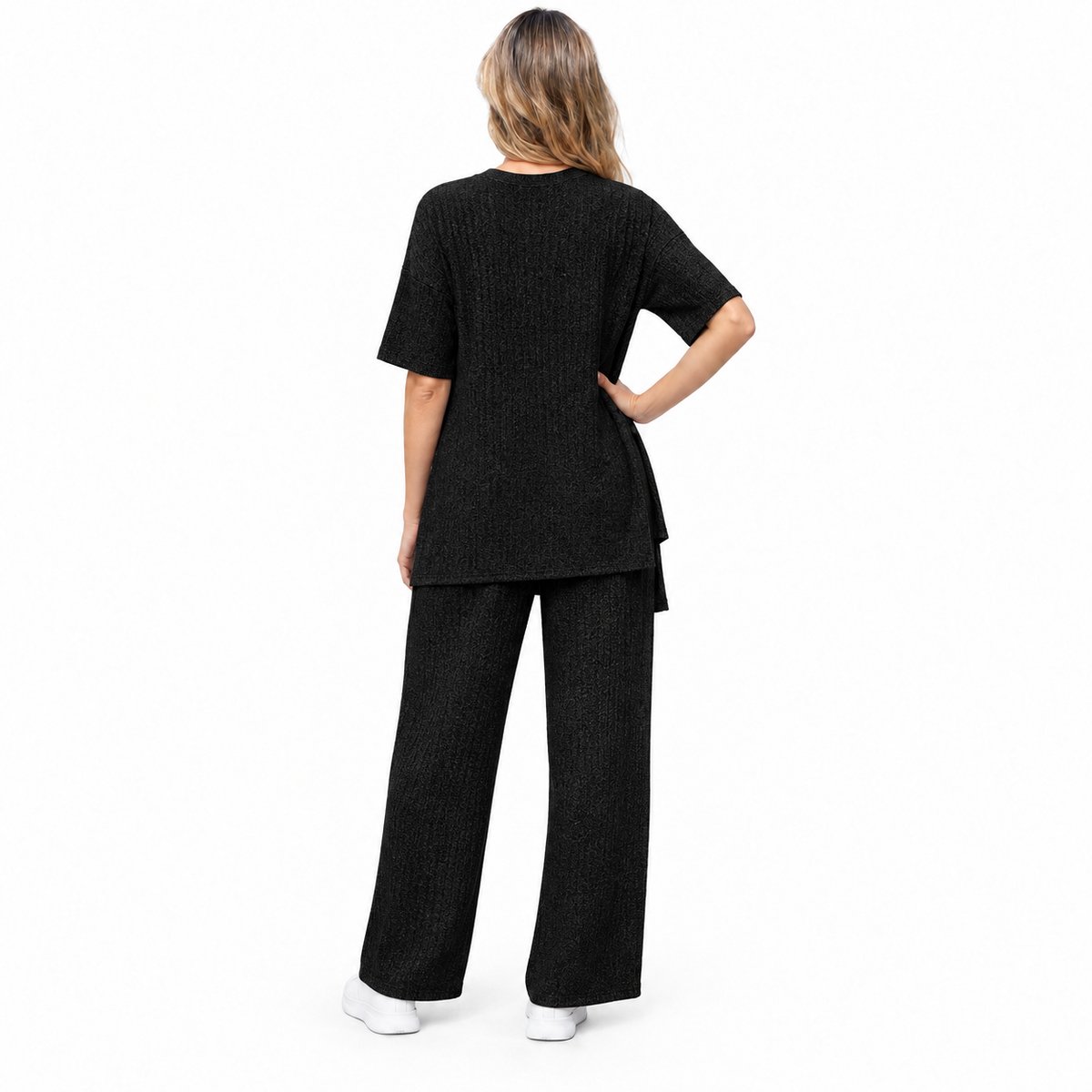 Imily Bela Dames Tweedelige Set met T-shirt en Wijde Broek