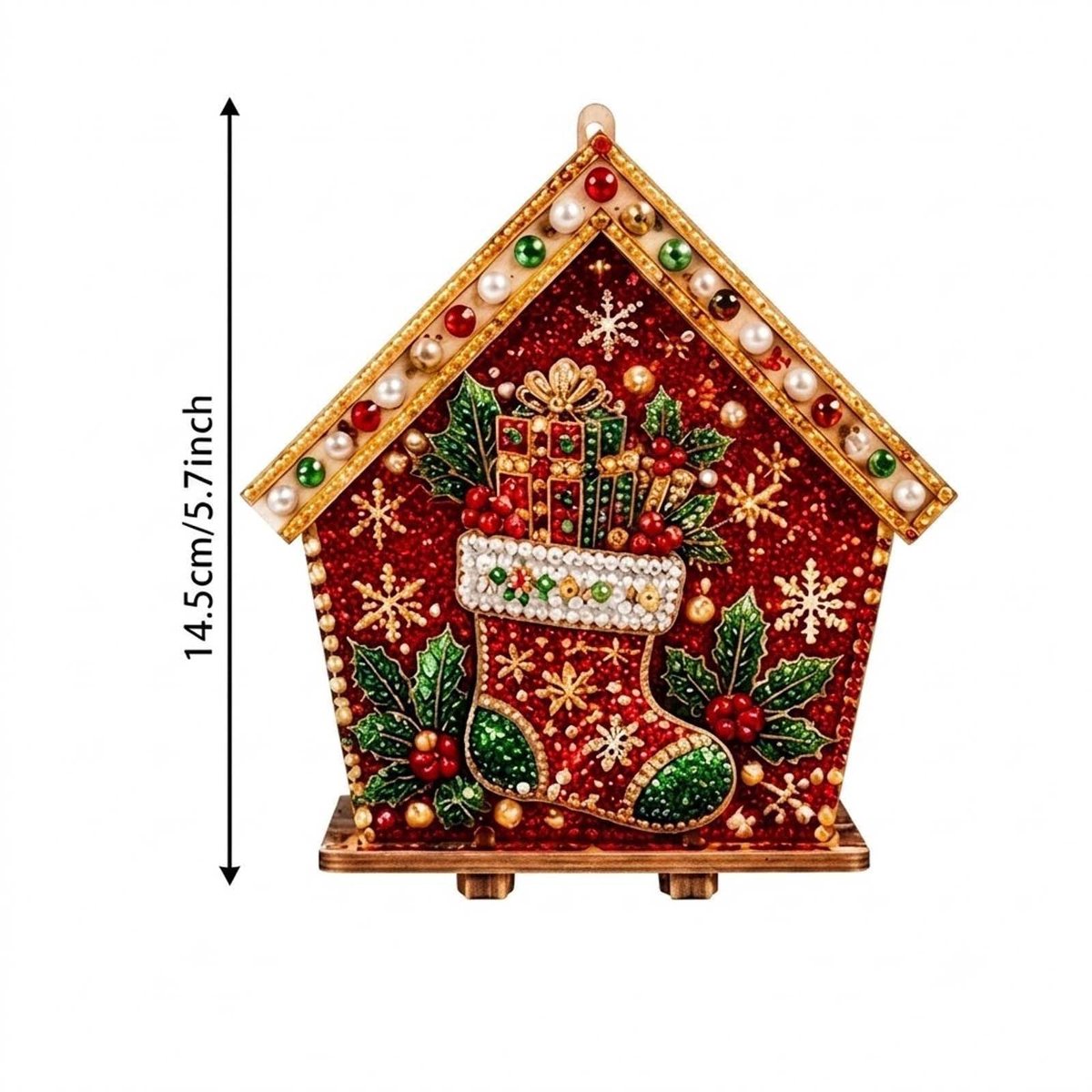 Namajunas - 3D Houten Huis Diamond Painting set - Parels - Diamond Painting Volwassenen & Kinderen - Met Diamond Painting Accesoires - Creatief Knutselen - Knutselpakket - Kerstboomversiering - Kerstversiering Decoratie Binnen - Cadeau - Kerstkous – foto 7
