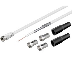 Goobay 30 m coaxiale antennekabelset, 100 dB, dubbel afgeschermd, F-stekker naar los kabeleinde, CCS-binnengeleider