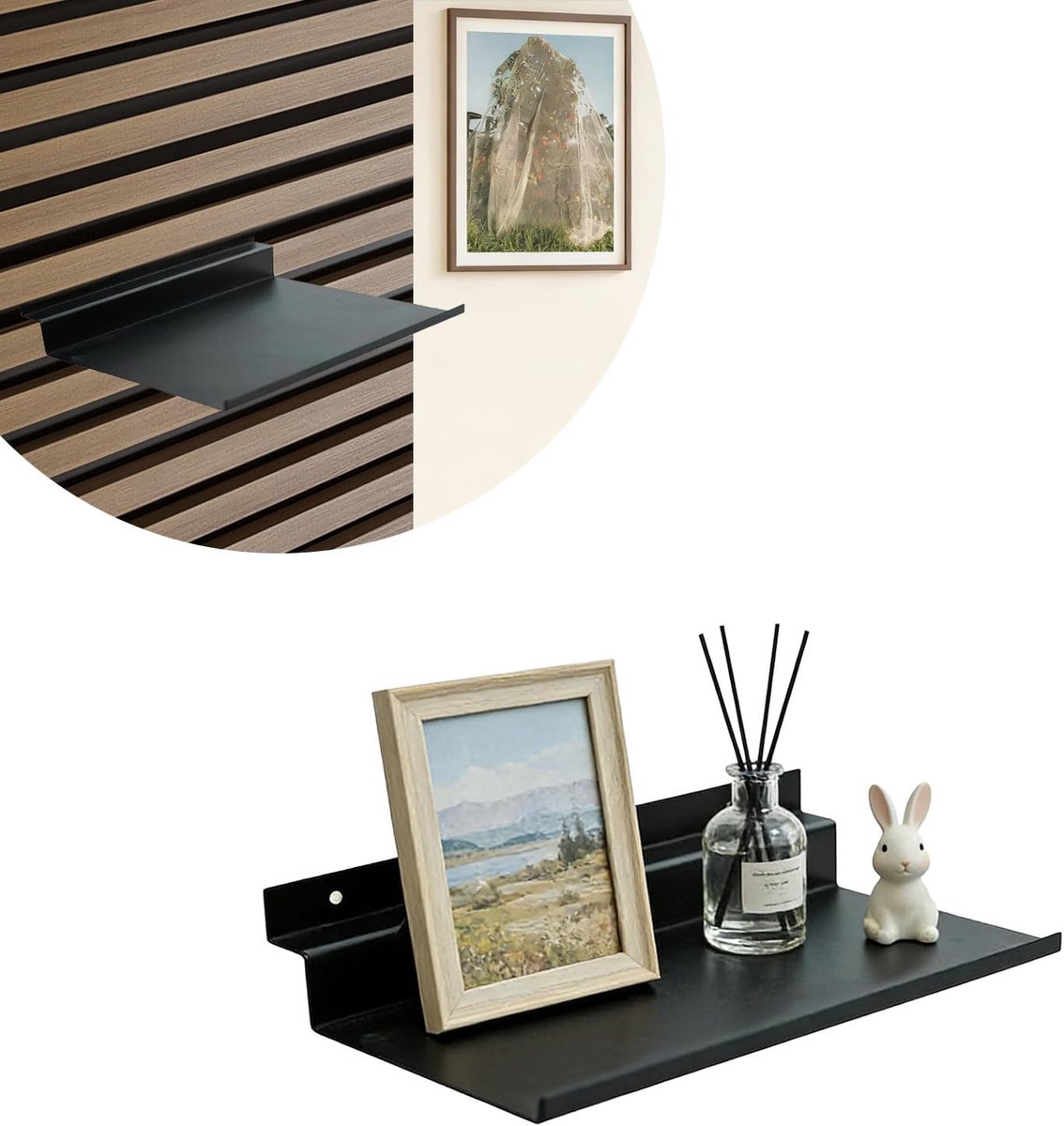 Panelen Accessoires, Lamellen, Wandplanken Van Metaal, Zwart, Zwevend Rek Voor Woonkamer, Keuken, Kantoor, 15 X 10 Cm
