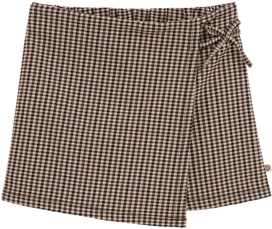 Wikkelrok met ruitpatroon, strikceintuur en elastische tailleband.