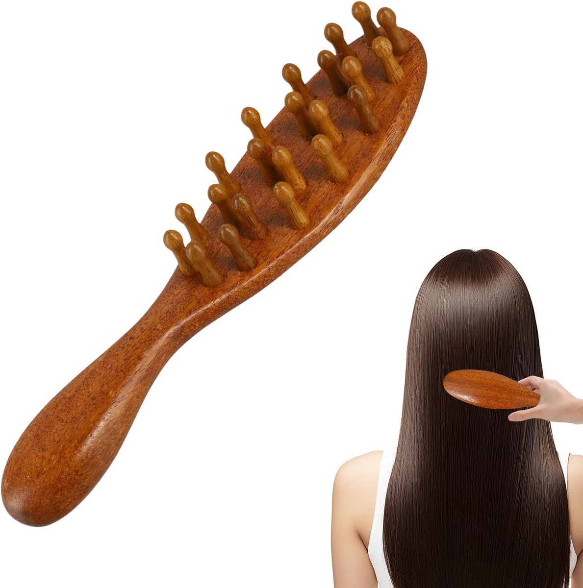 Scalp massage borstel - natuurlijke hout - elegant ontwerp - ontspannende hoofdmassage - ShopVlot