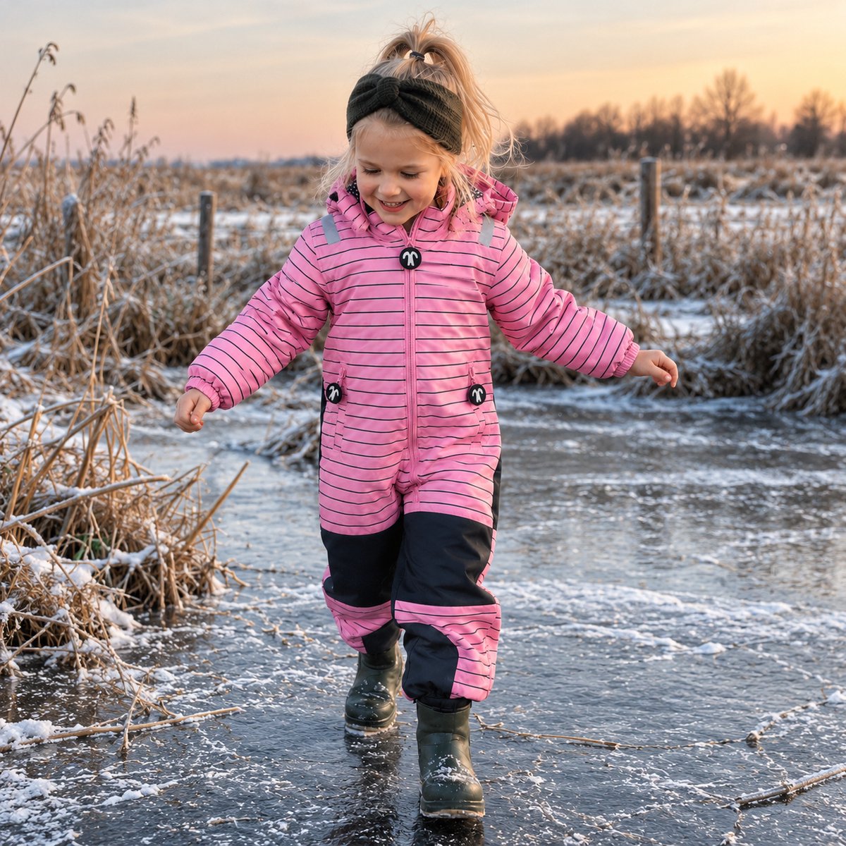 Winterpak – Skipak voor kleuters – Sneeuwpak – Snowsuit – Waterdicht & PFAS-vrij – Gerecycled Polyester – – EM Roze
