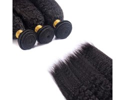 IFLY 9A Kinky Straight Human Hair Bundles (12 14 16 inch) Yaki Straight Brazilian Virgin Hair Weaves 100% onbewerkte - ShopVlot