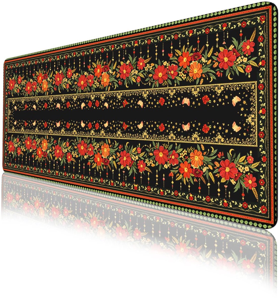 Gaming muismat 800 x 300 mm - vintage bloemen - antislip rubberen basis - ideaal voor gaming - ShopVlot