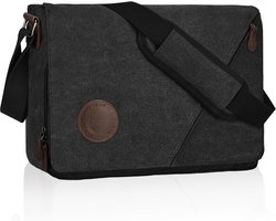 Eshow Men's Bag Shoulder Strap Waterproof Laptop Shoulder Bag Canvas Leather Vintage for Work Travel Leisure Office - ShopVlot
