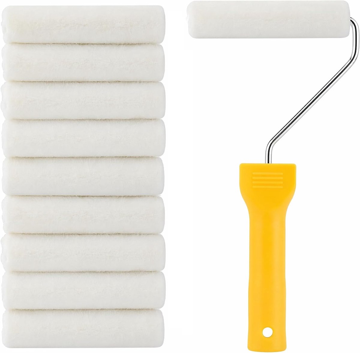 Schuimroller set van 11 - mini-verfroller 10 cm - ergonomisch handvat - ideaal voor precisiewerk - ShopVlot