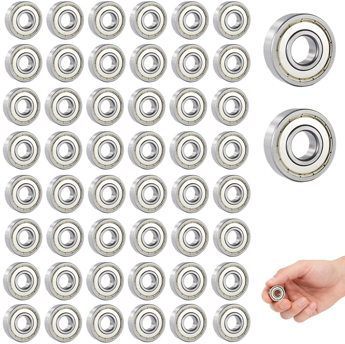 50 stuks miniatuurlagers 693ZZ (3 × 8 × 4 mm) van koolstofstaal, precisiekogellagers voor motoren, skateboards - ShopVlot
