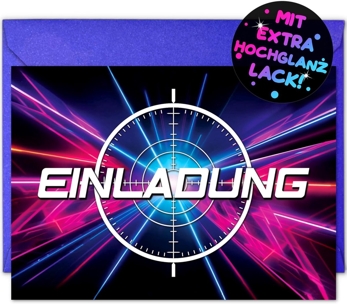 SnelShoppen - 12 x Laser Day Uitnodigingskaarten voor Kinderen + 12 x Enveloppen - Laser Tag, Paintball, Gaming Feest, Verjaardag Jongens en Meisjes,