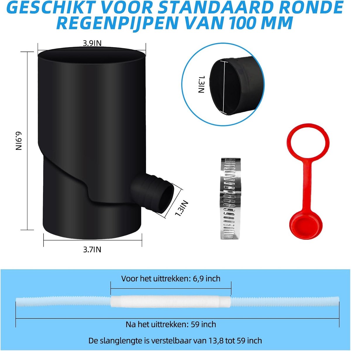 Rainwater Collector, 100 mm, Rain Tube, with Telescopic Hose, Frost-Resistant, Water Collector, 85% Water Yield (White) - ShopVlot