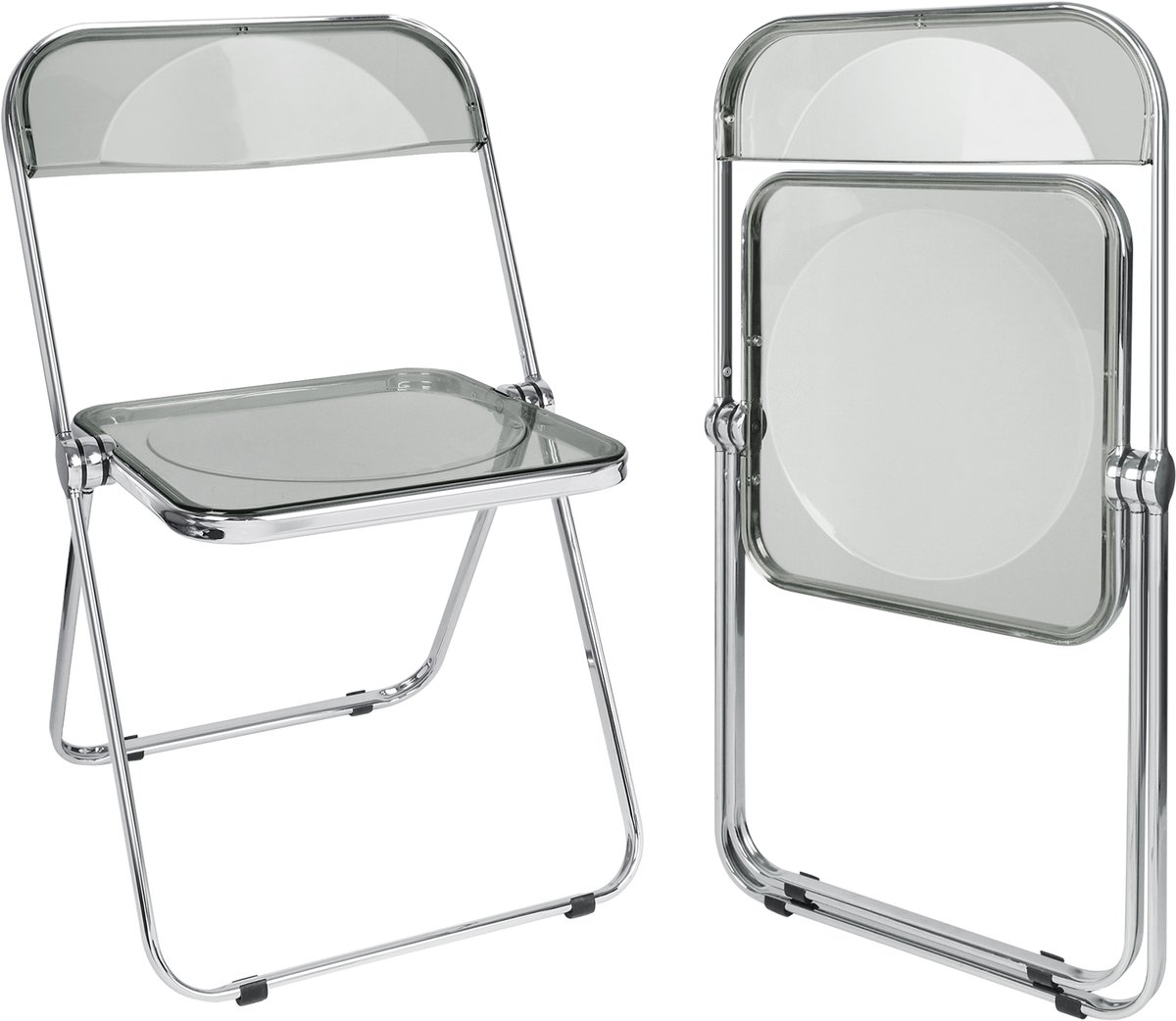 PIPIPOXER Klapstoelen - Transparant PET - Opvouwbare Stoelen - Inklapbaar - Vouwstoel - 46 x 46 x 77 cm - Grijs