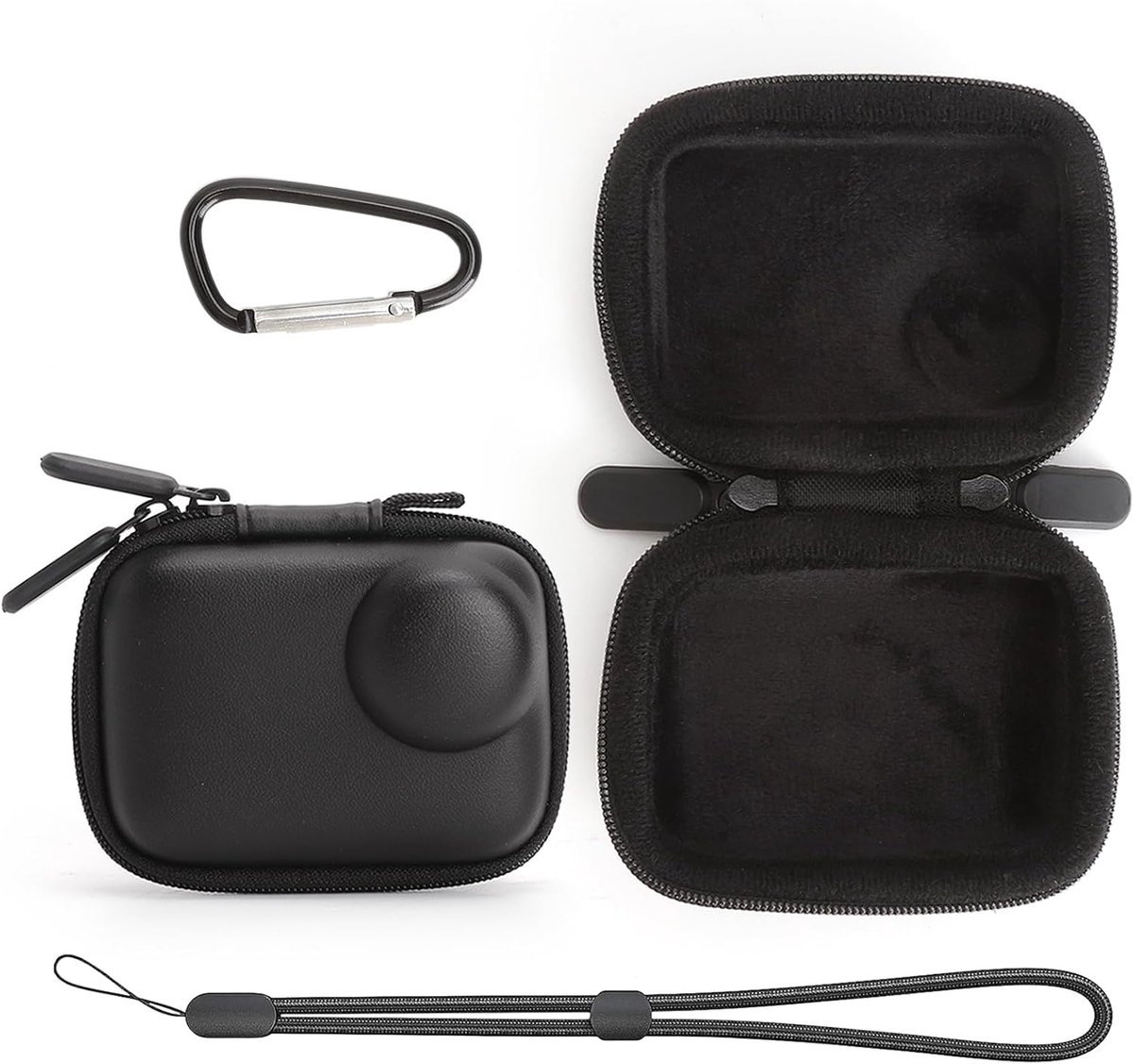 Hoes voor Insta360 Go Ultra accessoires, PU-leren camerabeschermhoes met koord en karabijnhaak, compacte stootvaste opslag voor reizen outdoor