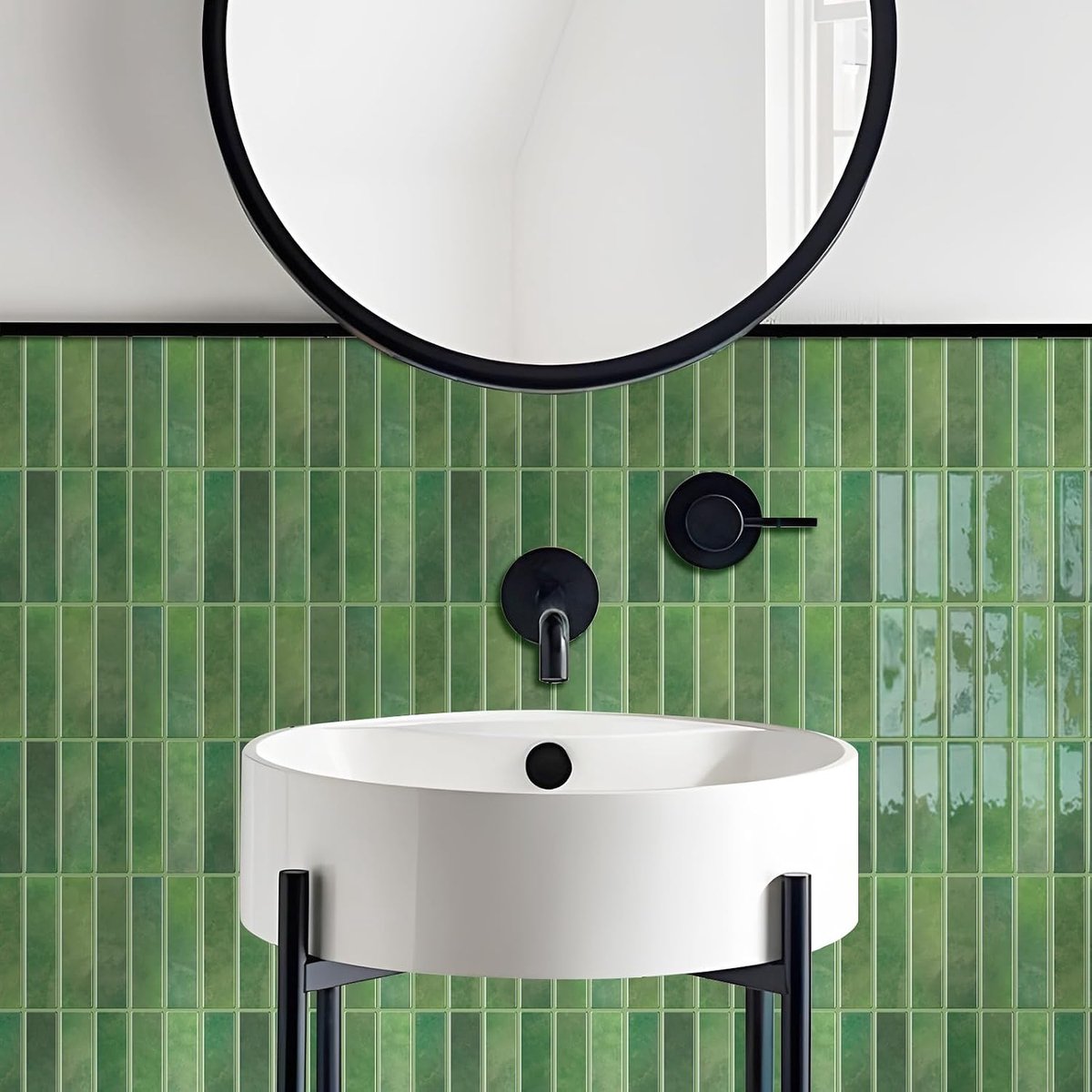 7,9x10inch/20×25cm×10stuks Groene Marmer Stijl 3D Vinyl Spatscherm Tegels, Zelfklevende Peel and Stick Wandtegel Stickers Plak op Metro Tegels voor Keuken Badkamer Decoratie