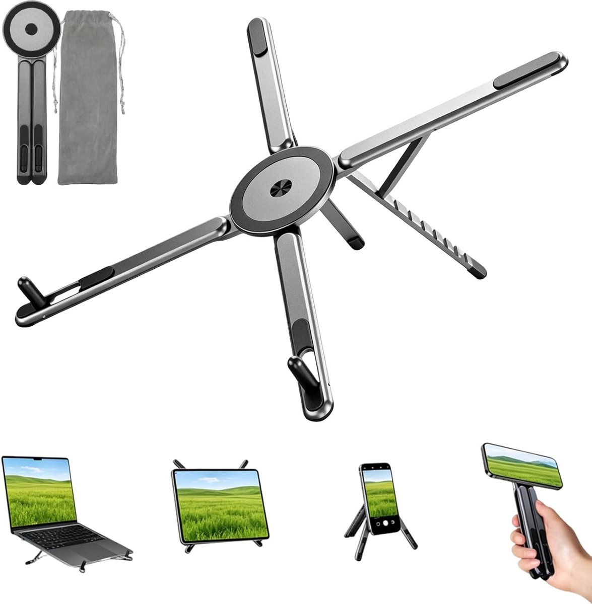 Hoogte verstelbare laptopstandaard, draagbare aluminium laptopstandaard voor bureau, MacBook en laptop, geschikt voor computers