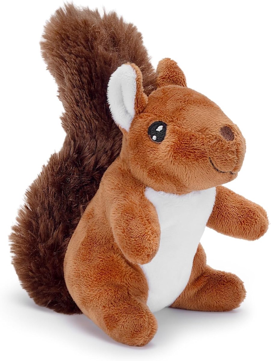 Co Pluchen Eekhoorn (15 cm) – 100% gerecycled, – Zacht en knuffelbaar knuffeldier voor pasgeborenen, peuters, baby's