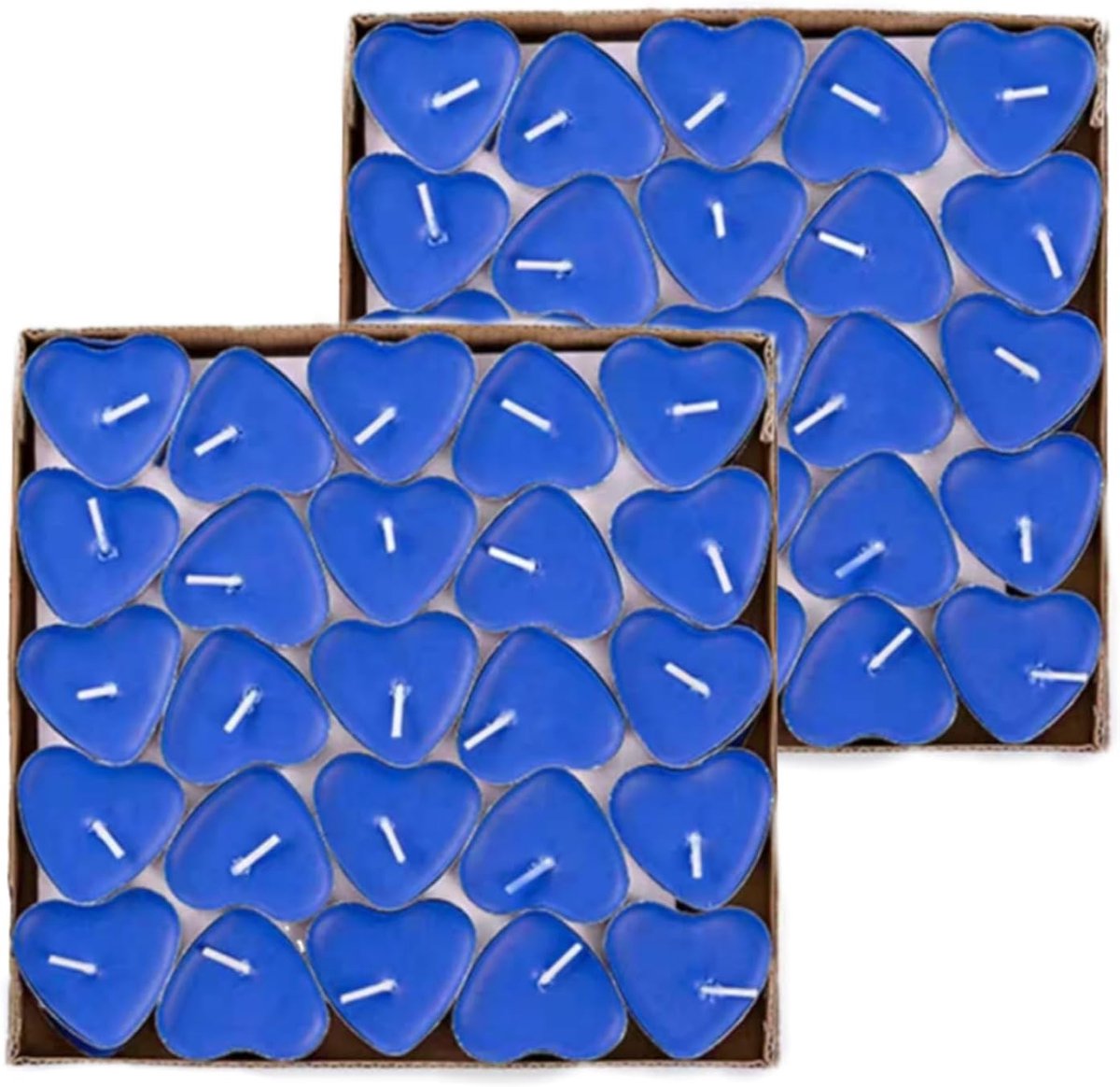 100 stuks romantische theelichtkaarsen, voor Valentijnsdag, verjaardag, voorstellen, bruiloften, feesten (blauw)