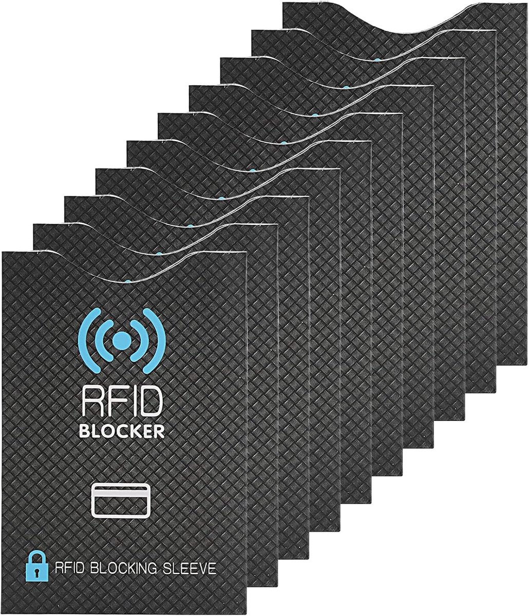 Set van 10 RFID-NFC-beschermhoezen – Bescherming voor creditcards, bankkaarten en ID-kaarten – Bescherming tegen gegevensdiefstal