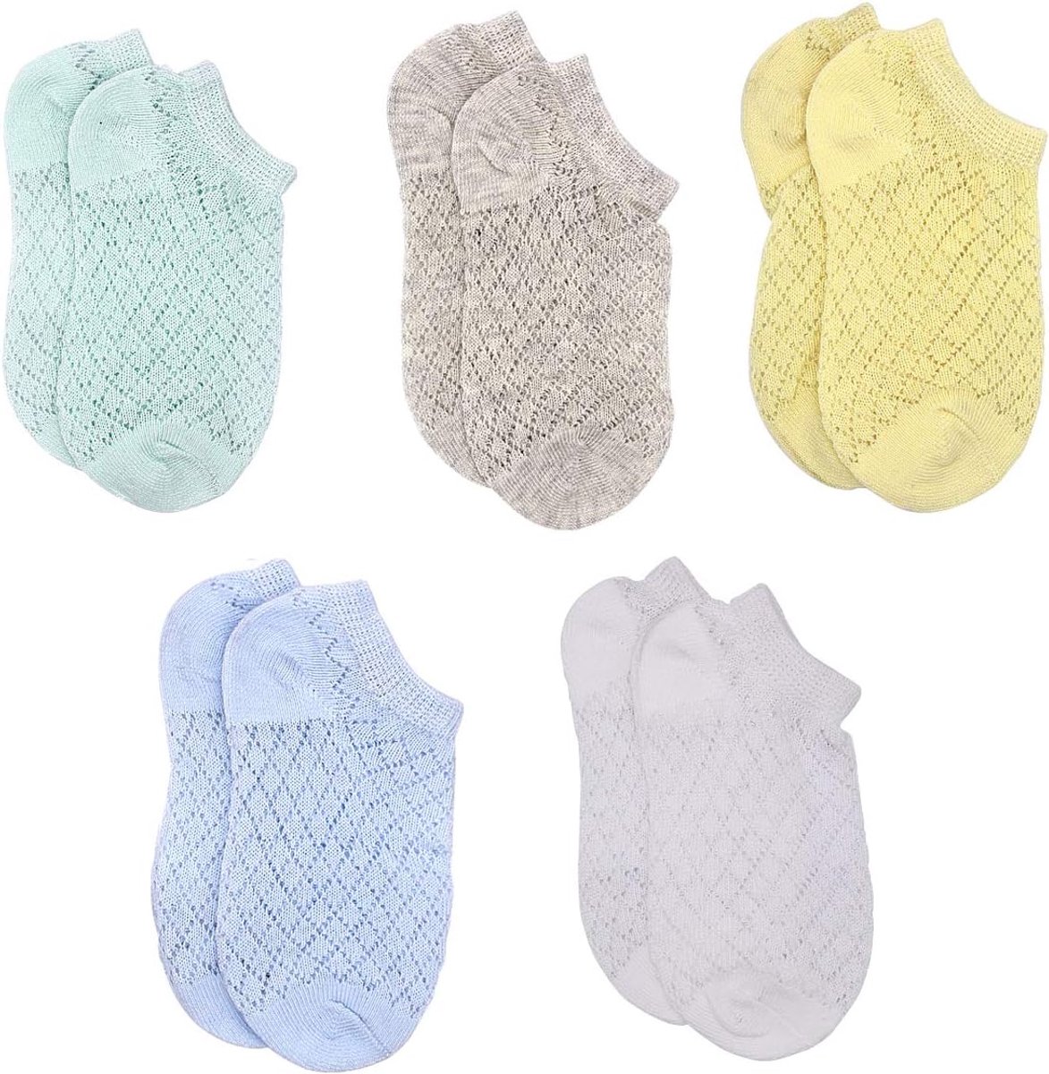 Set van 5 mesh dunne baby meisjes jongens katoenen sokken peuter baby kinderen No Show enkelsokken multipack