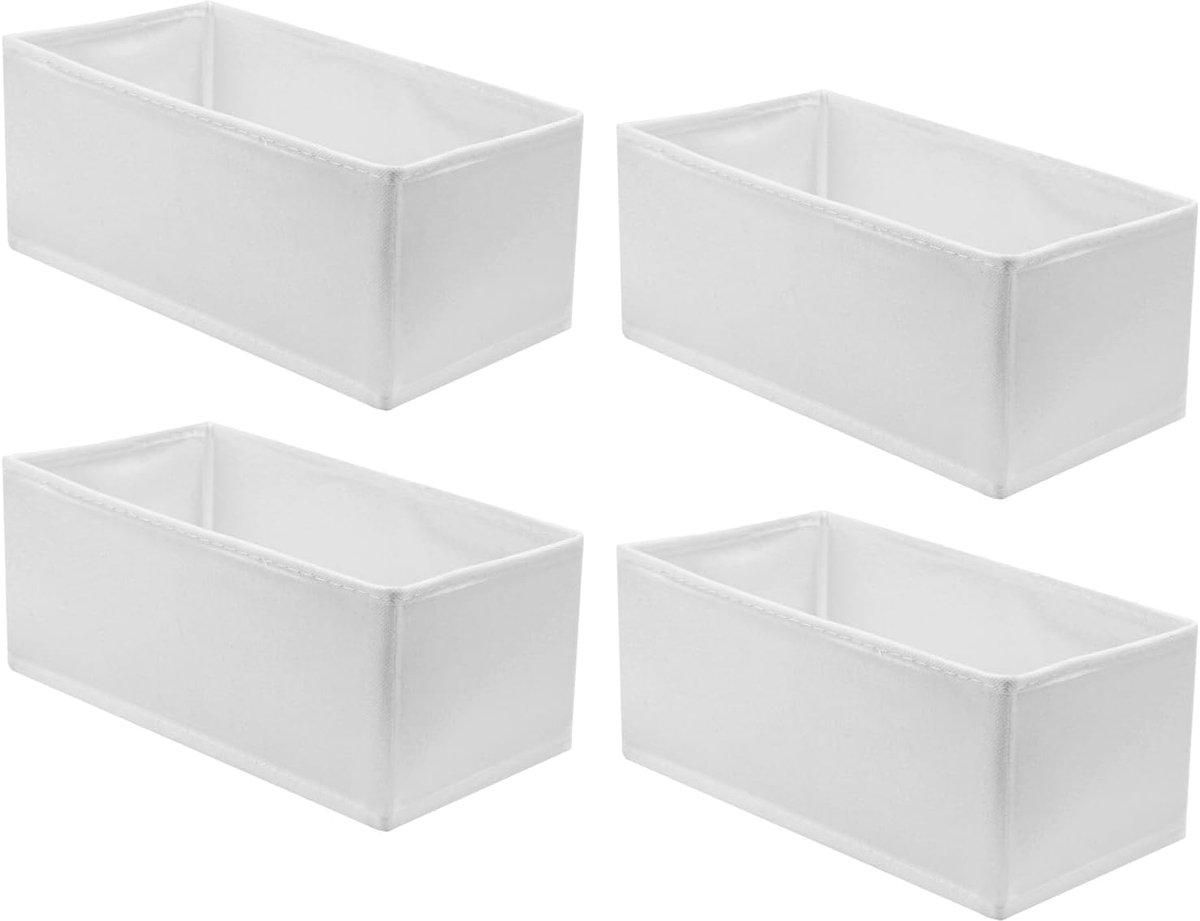 4 stuks kast organizer kledingkast organizers, opvouwbare opbergdoos, kledingkast organizer dozen, stoffen dozen, opbergdozen vouwdoos voor kledingkasten kleding (wit, medium: 28 × 14 × 12 cm)