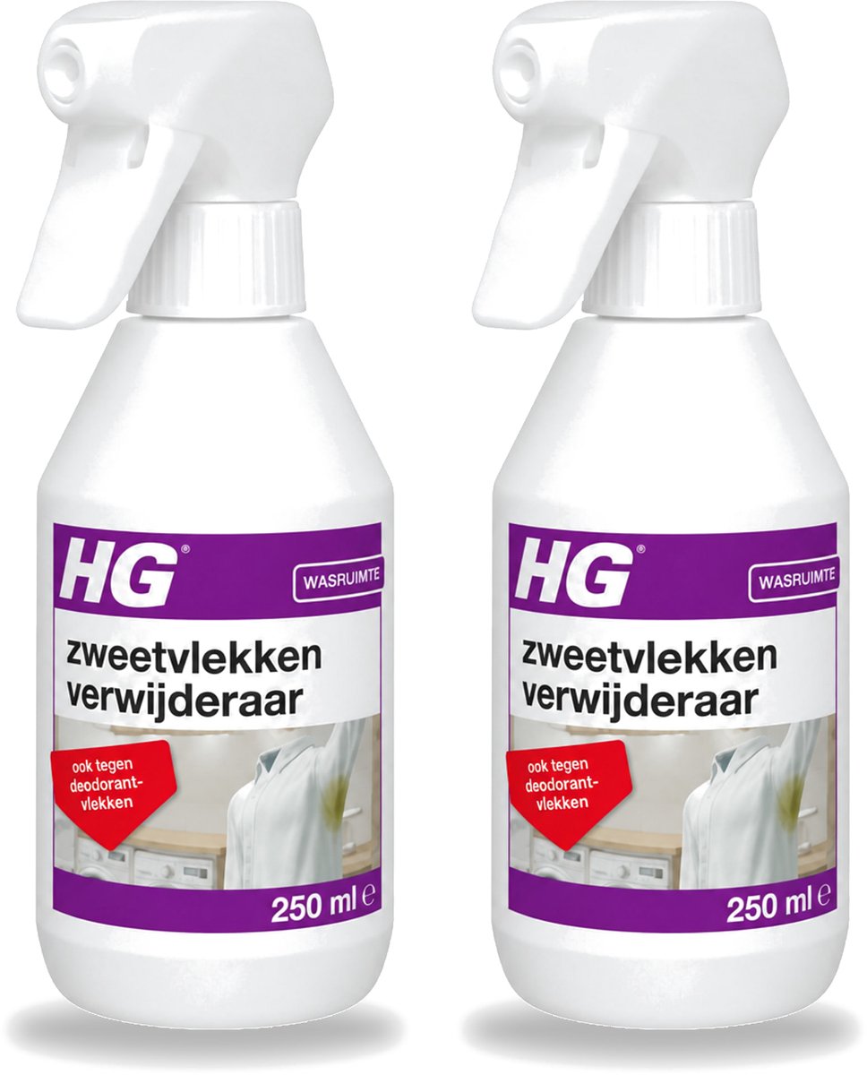 2 x HG - Wasruimte - Zweetvlekkenverwijderaar - Tegen Deodorantvlekken - 250 ml - Voordeelverpakking - 2 stuks