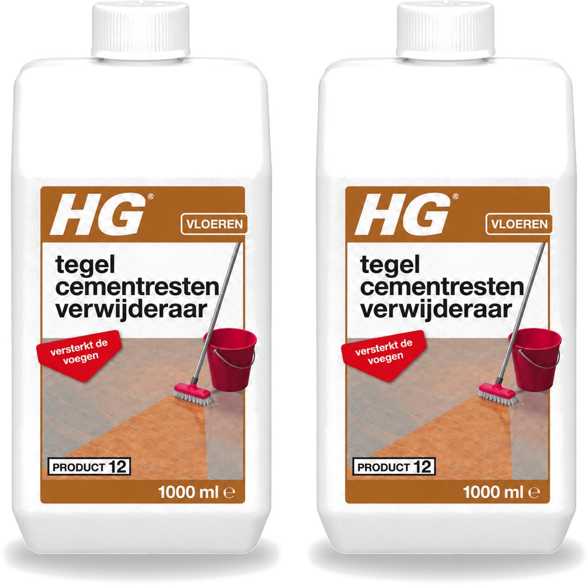 2 x HG - Vloeren - Tegel Cementrestenverwijderaar - Versterkt De Voegen - 1L - Voordeelverpakking - 2 stuks
