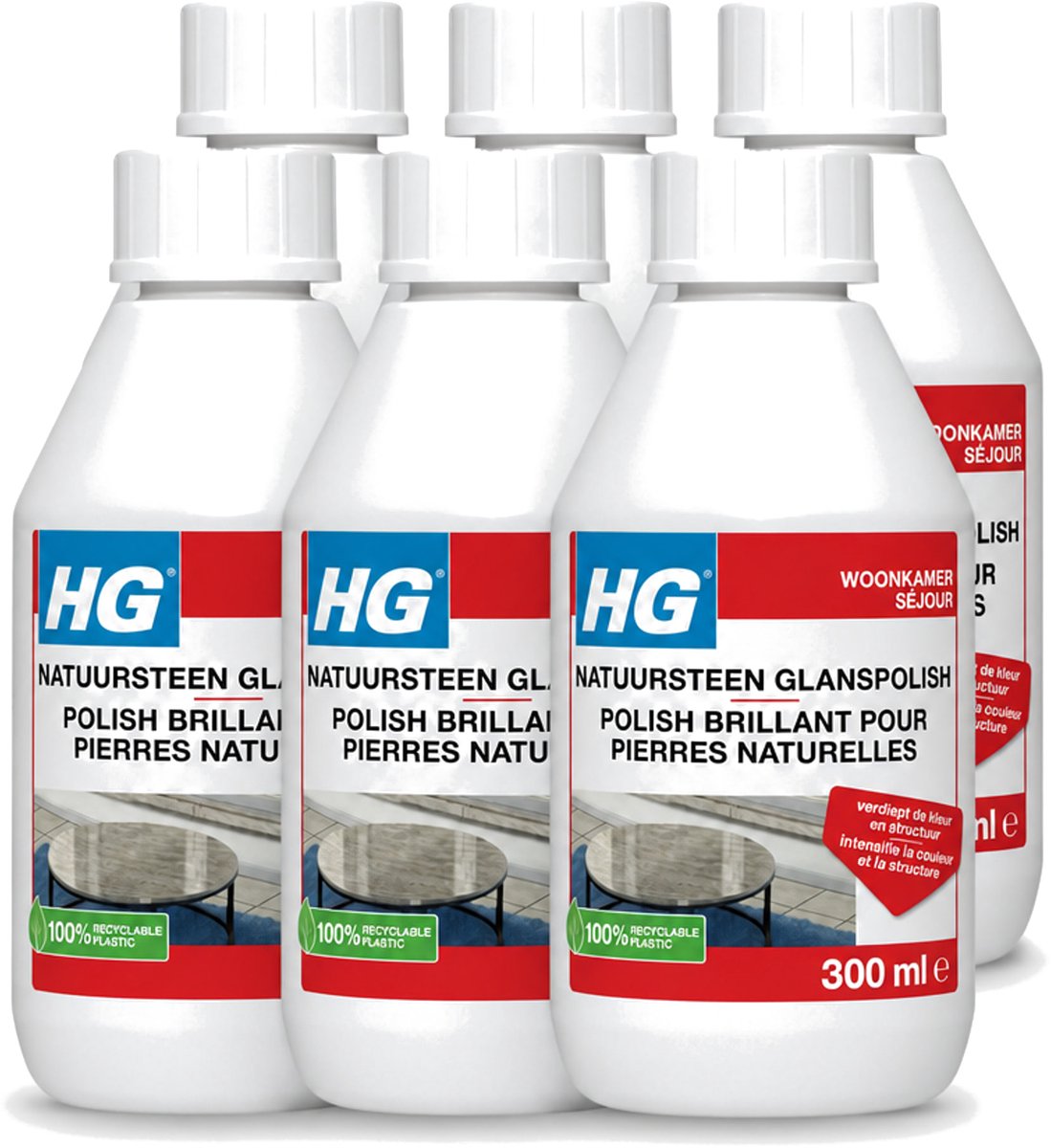 6 x HG - Natuursteen Glans Polish - Kleur & Structuur Verdiepend - 300 ml - Voordeelverpakking - 6 stuks