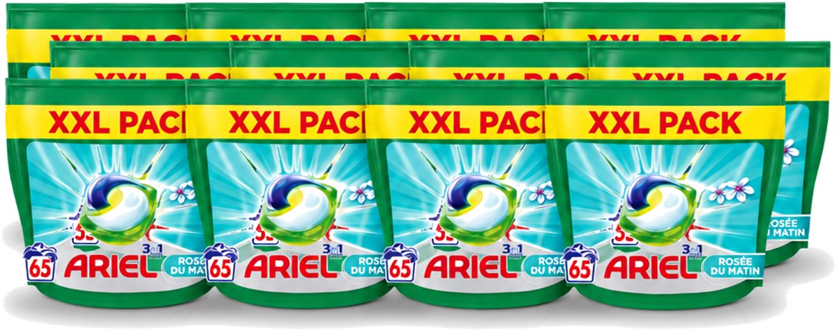 12 x Ariel – Pods 3in1 – Rosée du Matin – 1332 g – 65 wasbeurten - Voordeelverpakking - 12 stuks